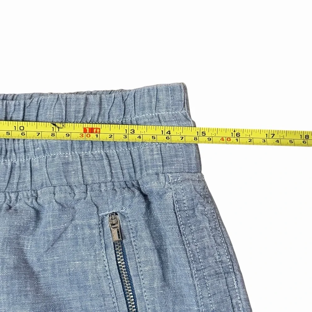 Athleta Cabo Linen Joggers Blue Chambray Women's Size‎ 4 Drawstring Zip Pockets - Picture 9 of 10
